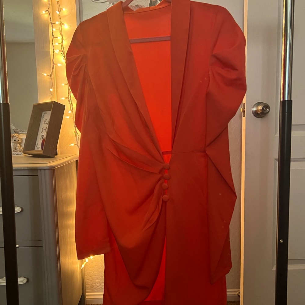 Beautiful Orange-Coral Blazer Dress
